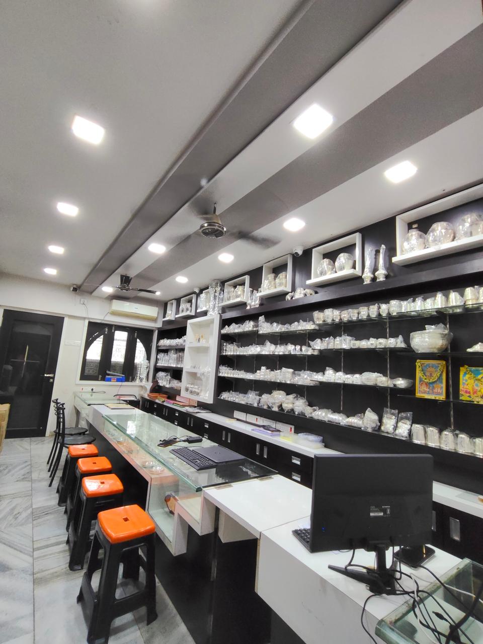 Silverware display shelves inside the showroom